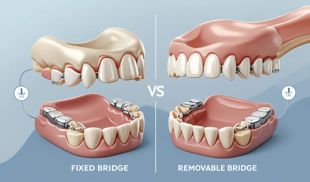 Dental Fixed Bridge vs Removable Bridge Pros and Cons